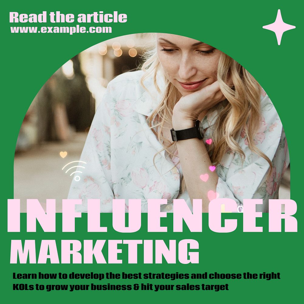 Influencer marketing social media Facebook post template, editable social media ad