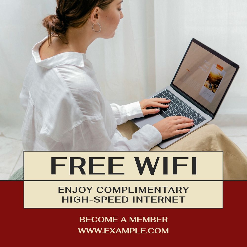 Free wifi Facebook post template, editable social media ad