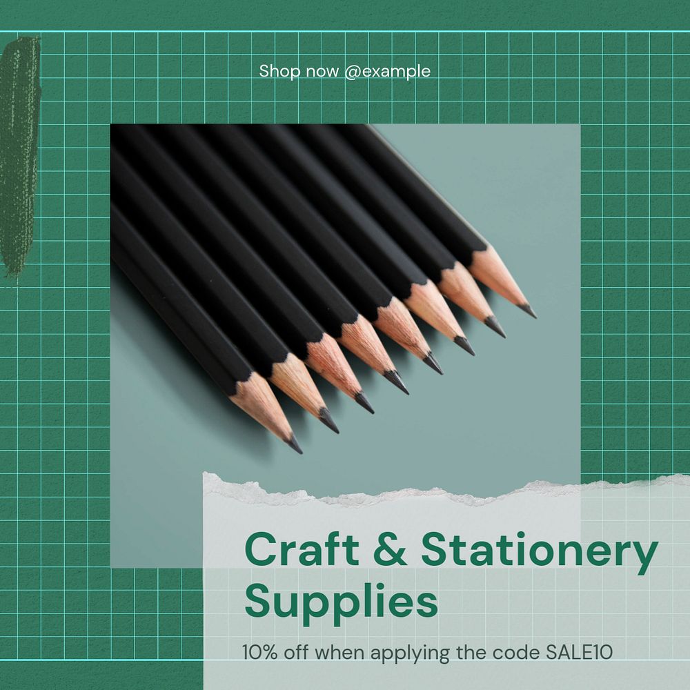 Craft & stationery shop Instagram post template, editable design