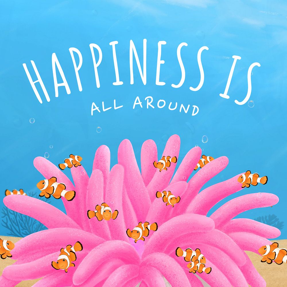 Happiness quote Instagram post template, editable aesthetic paint remix 