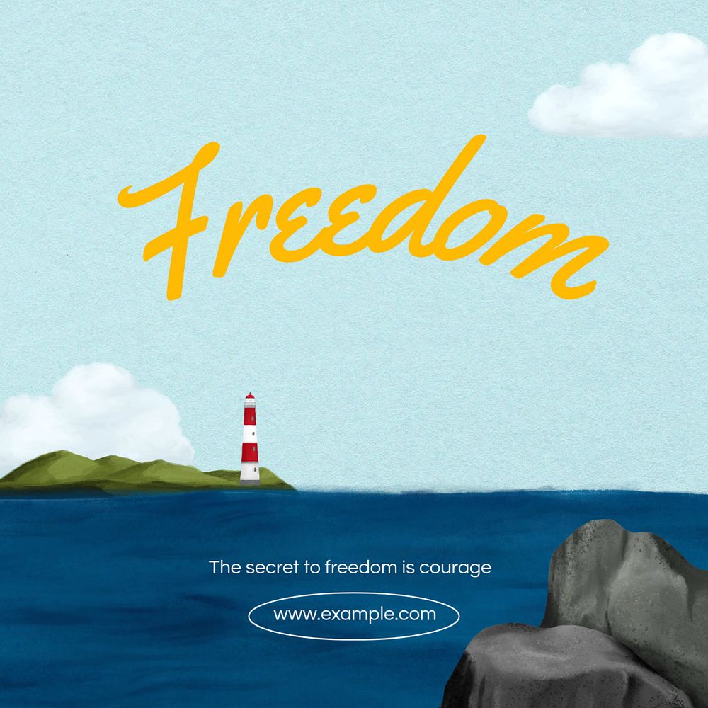 Freedom quote Instagram post template, editable aesthetic paint remix 