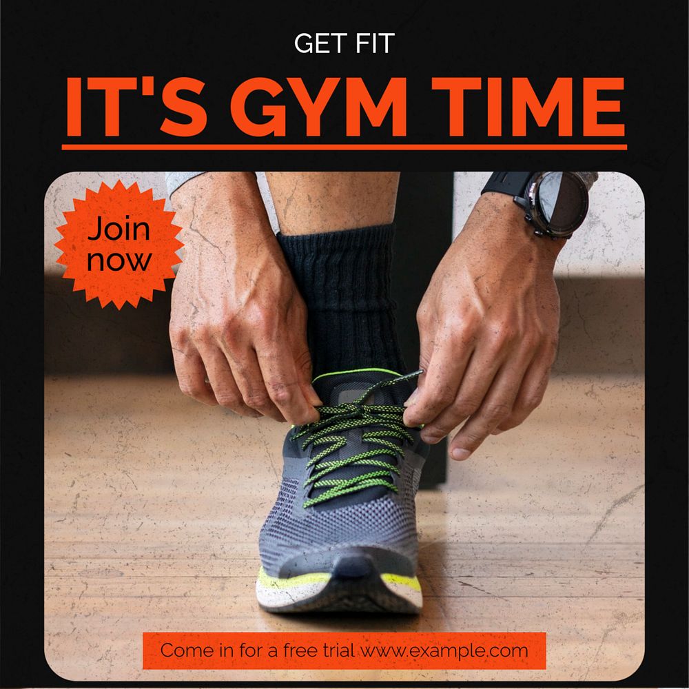 Gym time Facebook post template, editable social media ad