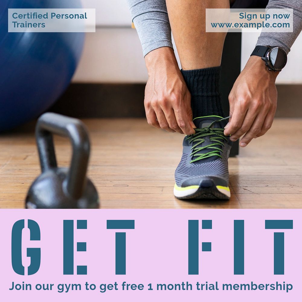 Get fit Facebook post template, editable social media ad