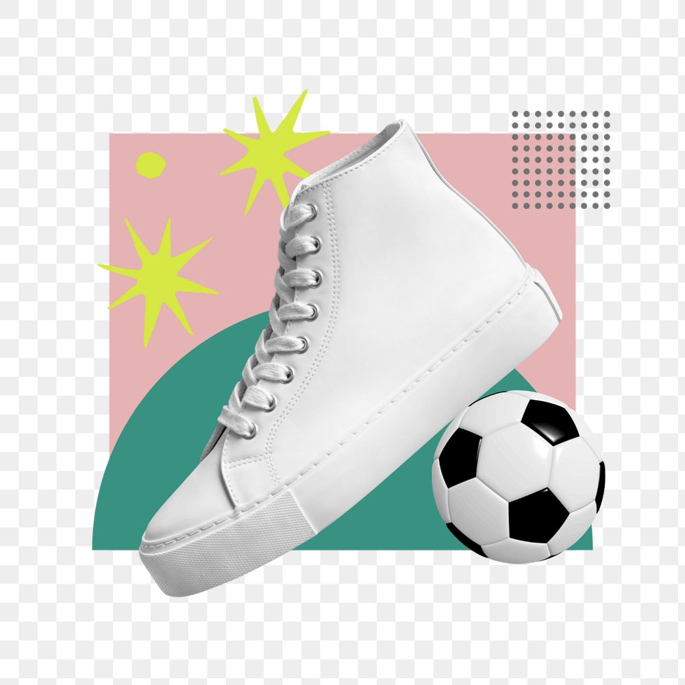 Football sneaker png, sport paper collage art, editable design