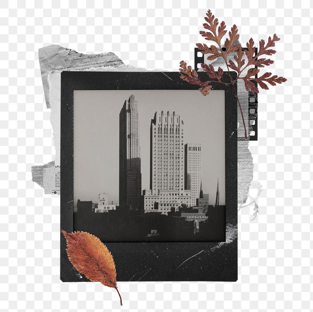 Instant film png mockup element,  New York from the Shelton by Alfred Stieglitz transparent background. Remixed by rawpixel.