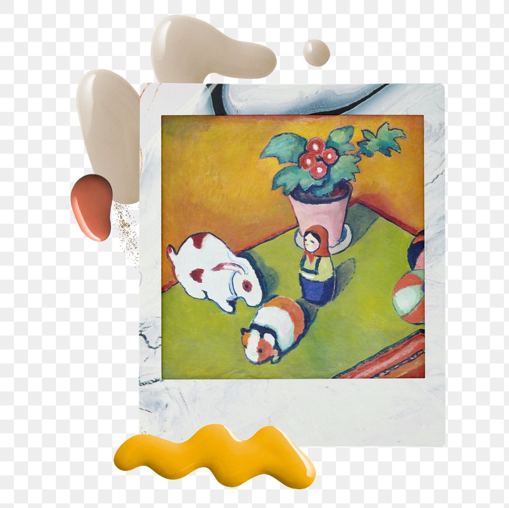 Instant film png mockup element,  Little Walter's Toys by August Macke transparent background. Remixed by rawpixel.