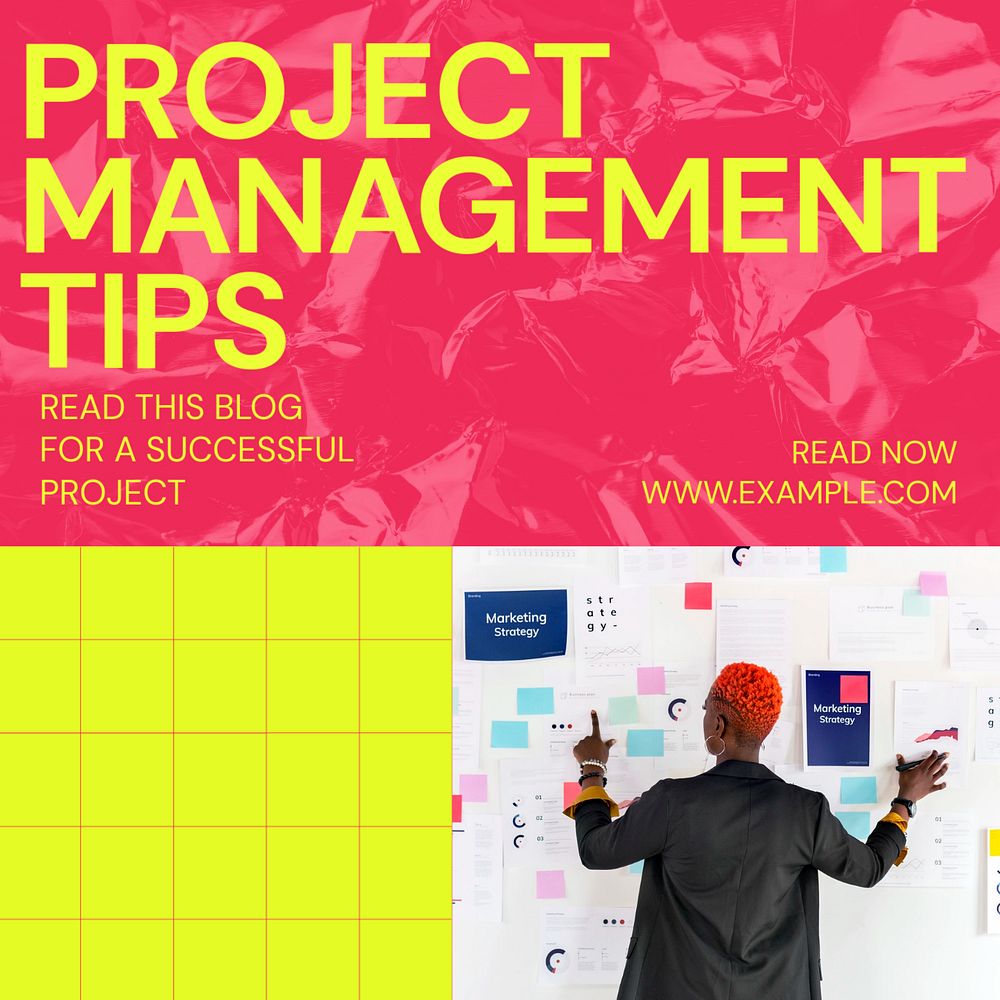 Project management tips Facebook post template, editable social media ad