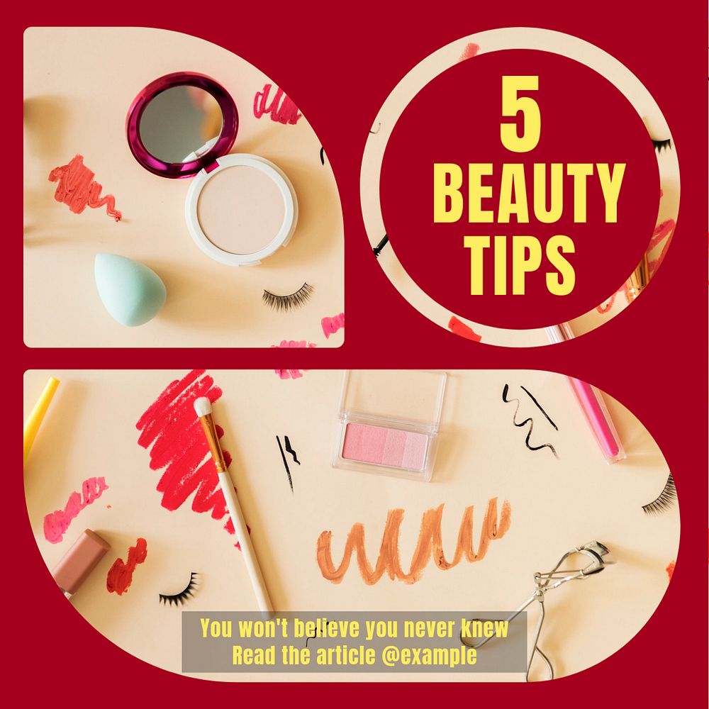 Beauty tips Facebook post template, editable social media ad