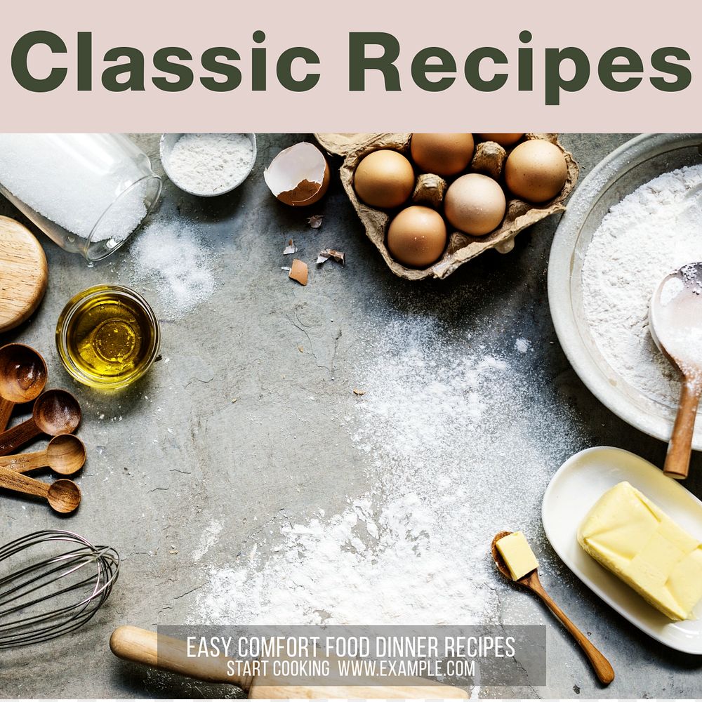 Food recipes blog Facebook post template, editable social media ad