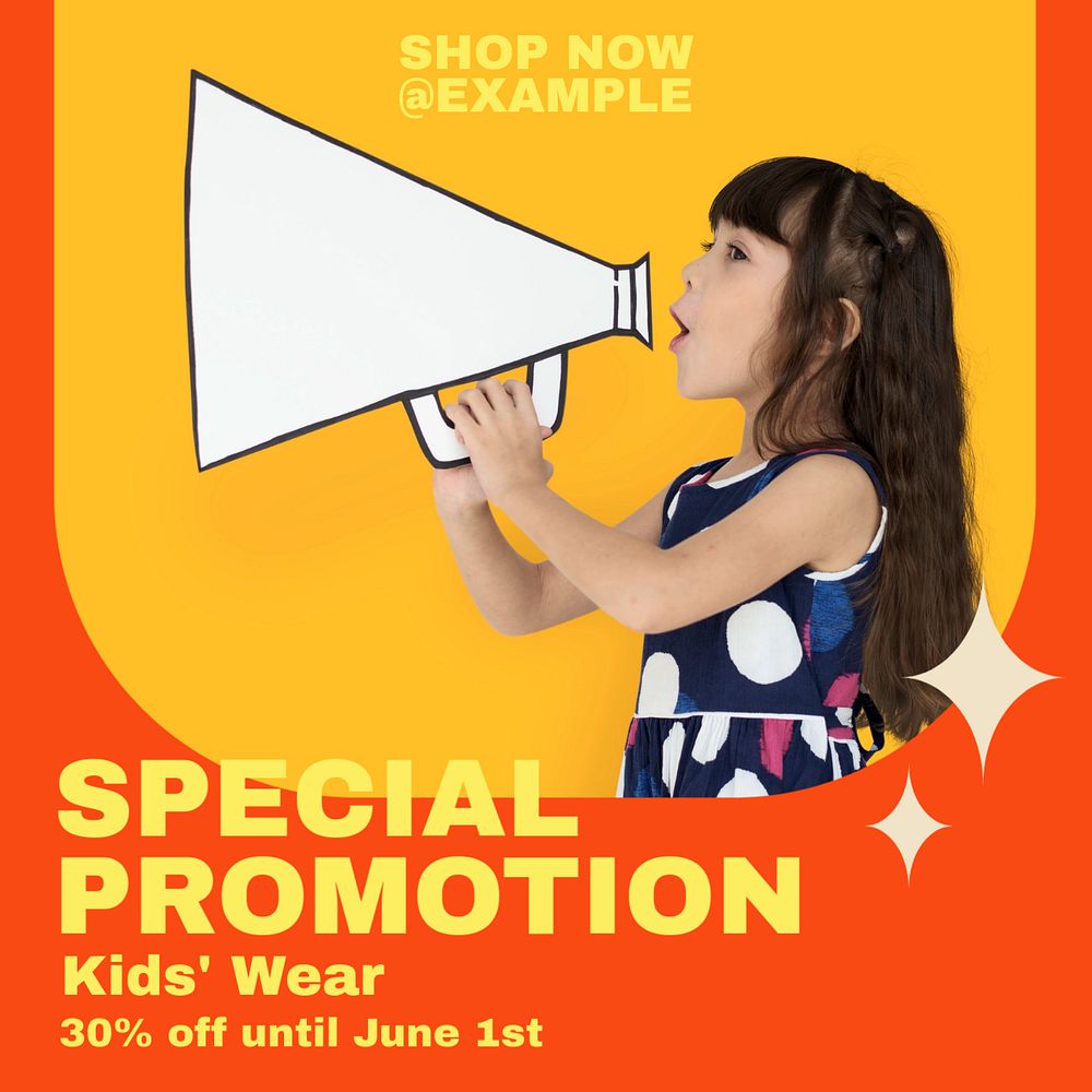 Kids' wear promotion Facebook post template, editable social media ad