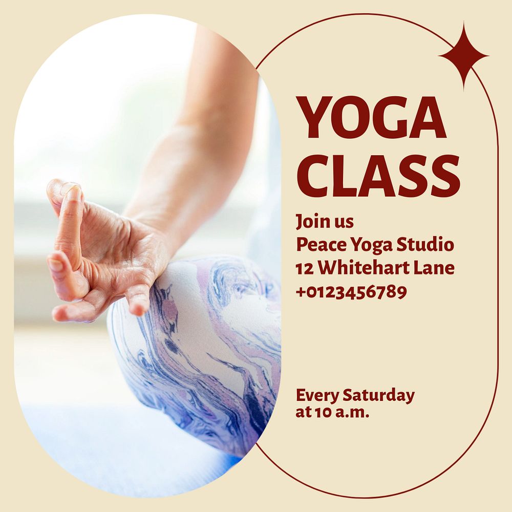 Yoga class Facebook post template, editable social media ad