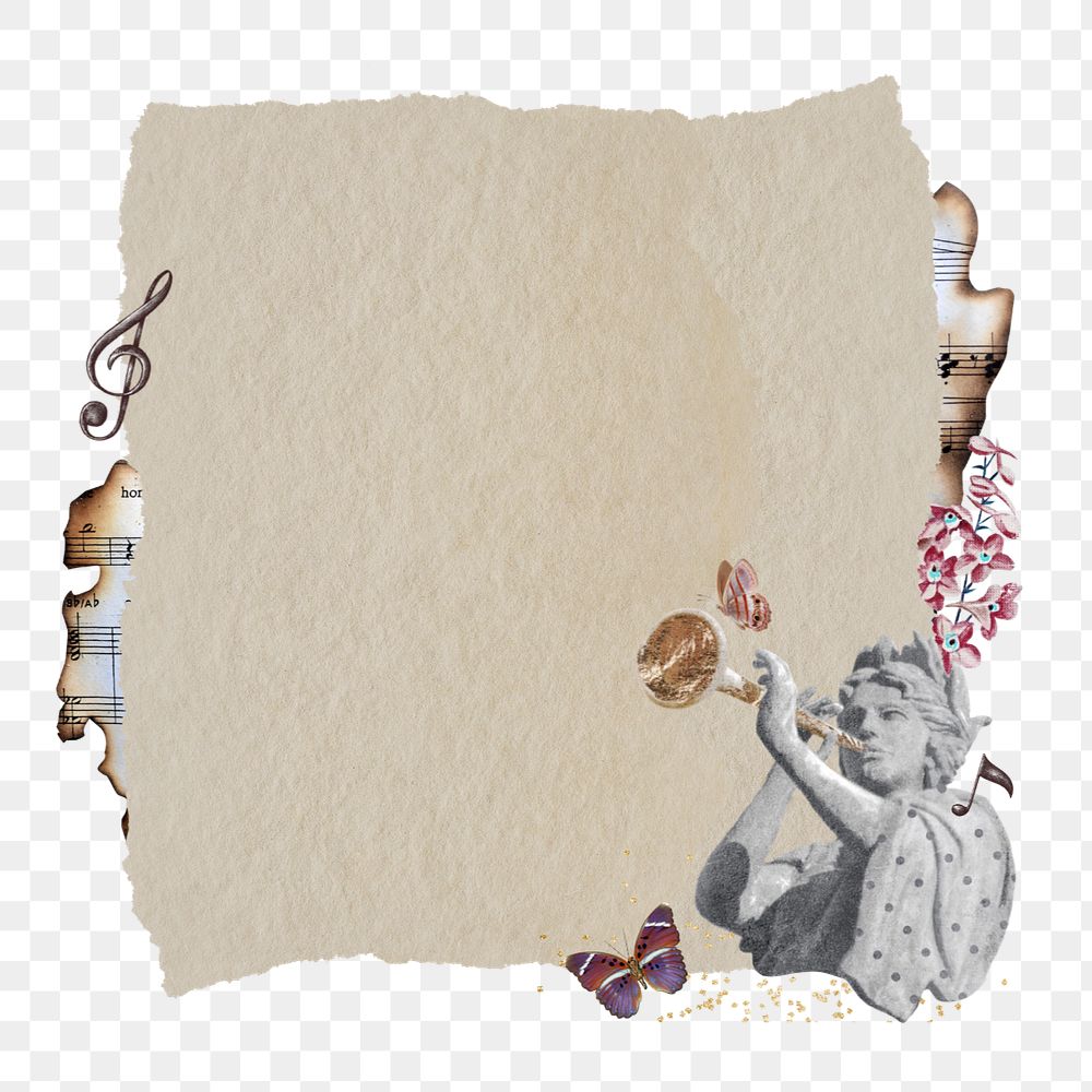 Ephemera ripped notepaper element png, aesthetic collate remix design