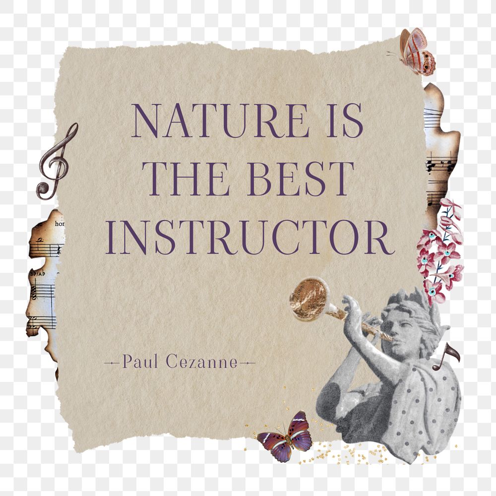 Paul Cezanne's quote element png, editable ephemera ripped notepaper collage remix design