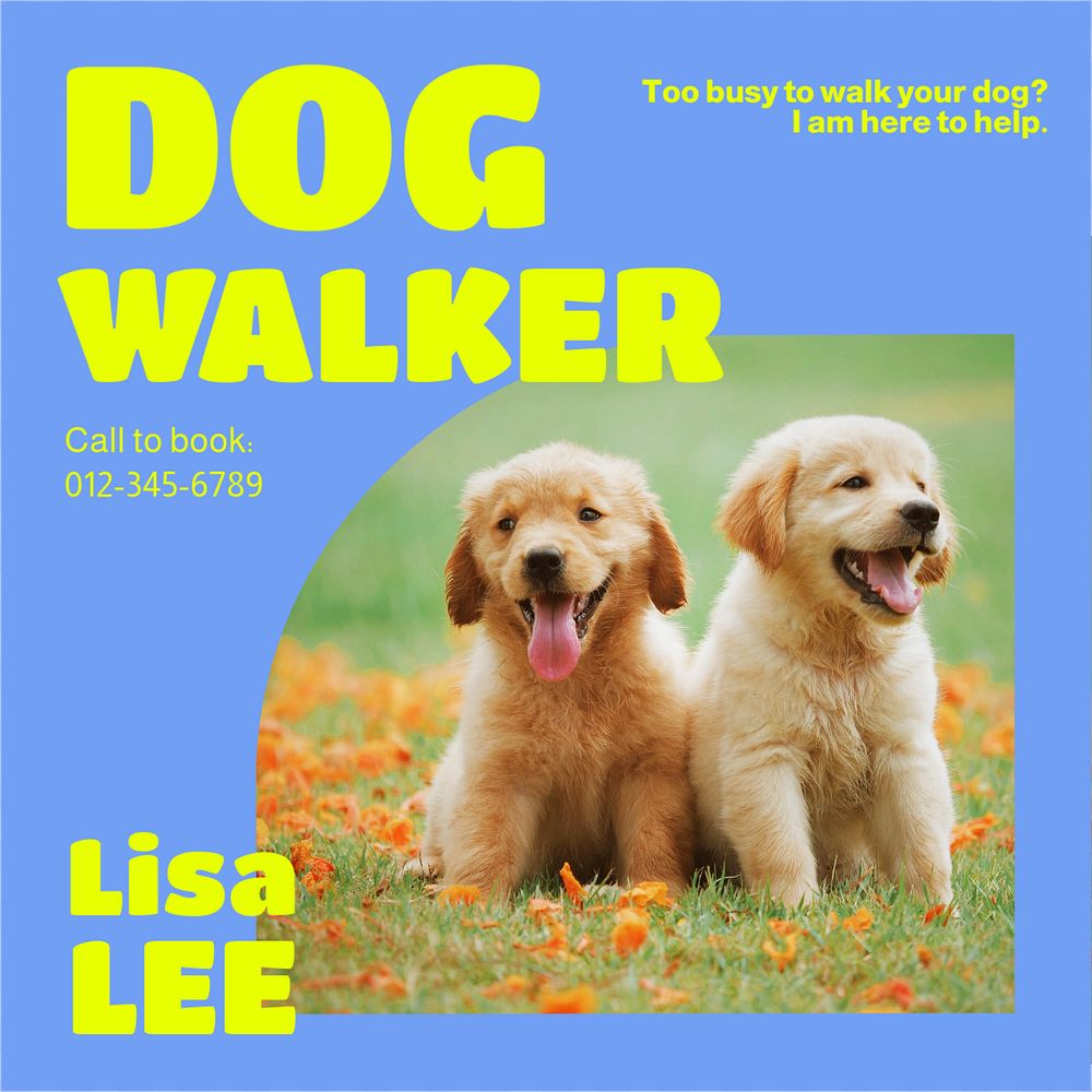 Dog walker Facebook post template, editable social media ad