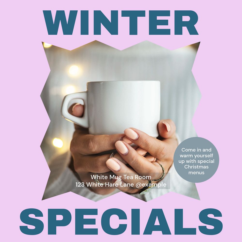 Winter special menu Facebook post template, editable social media ad