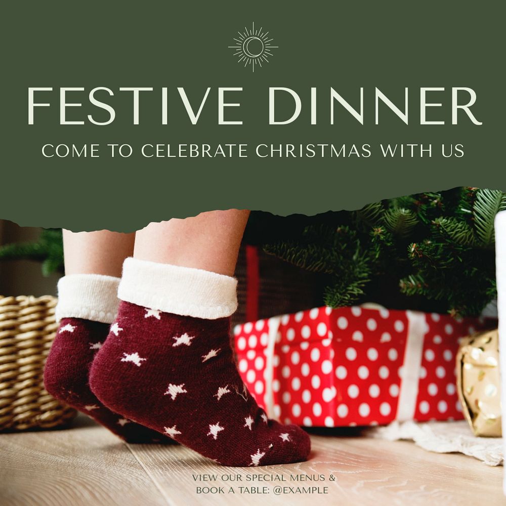 Christmas dinner Facebook post template, editable social media ad