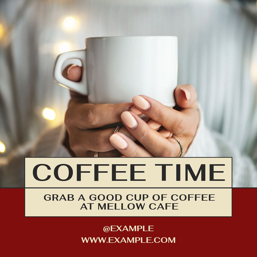 Coffee time Facebook post template, editable social media ad