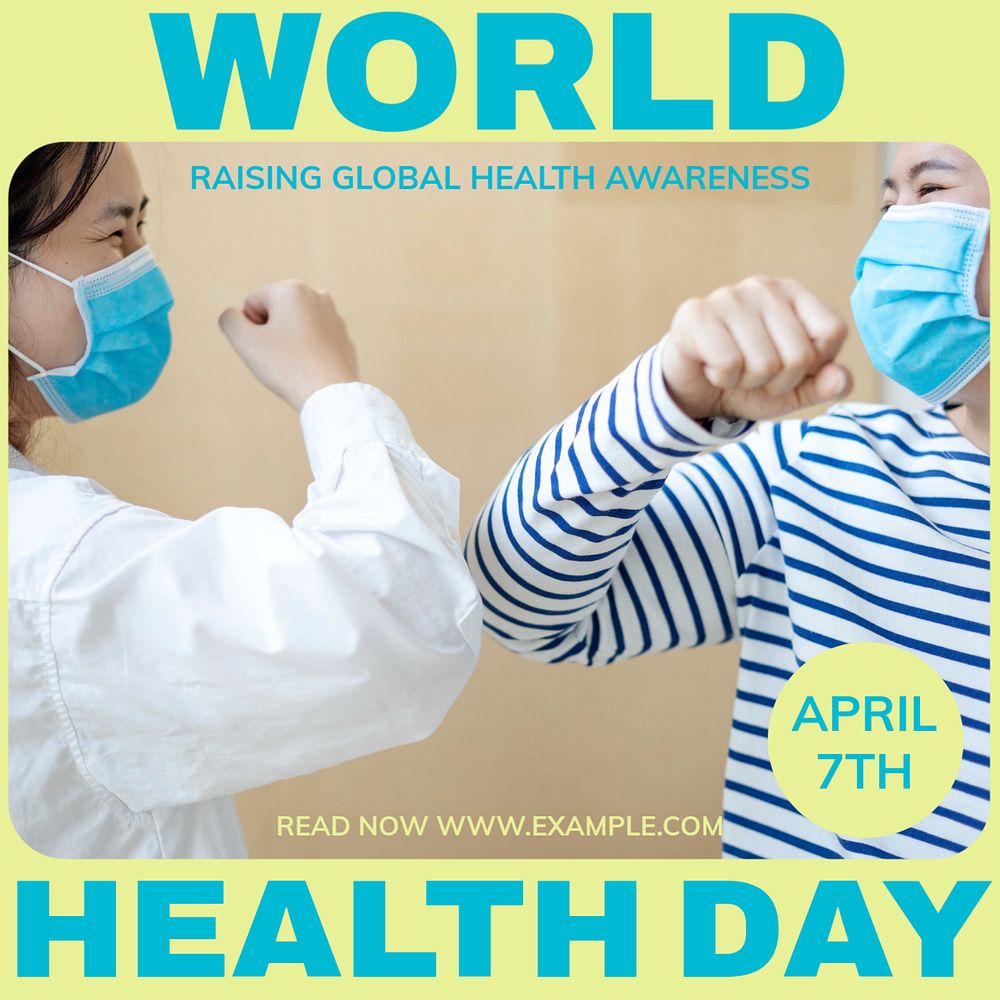 World Health Day Facebook post template, editable social media ad