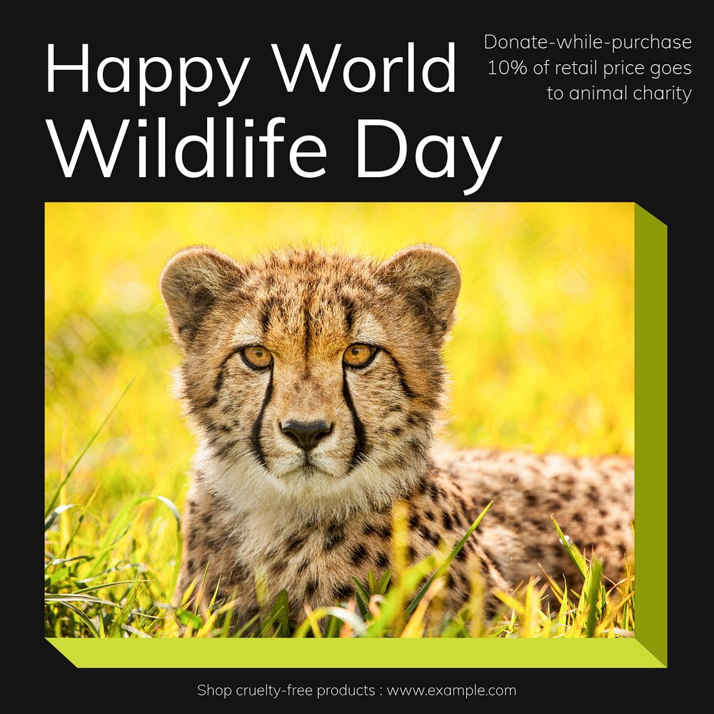 World wildlife day promotion Facebook post template, editable social media ad