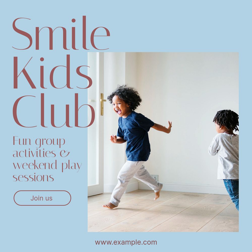 Smile kids club Facebook post template, editable social media ad