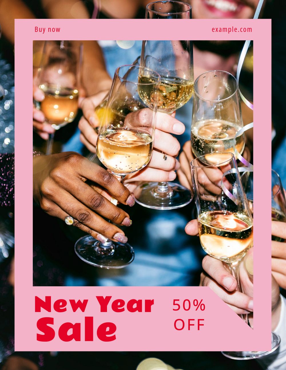 New year sale flyer template, editable ad