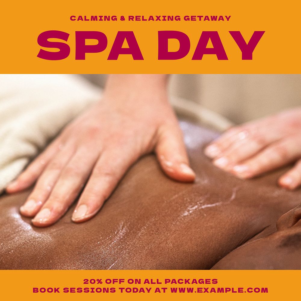 Spa day Facebook post template, editable social media ad