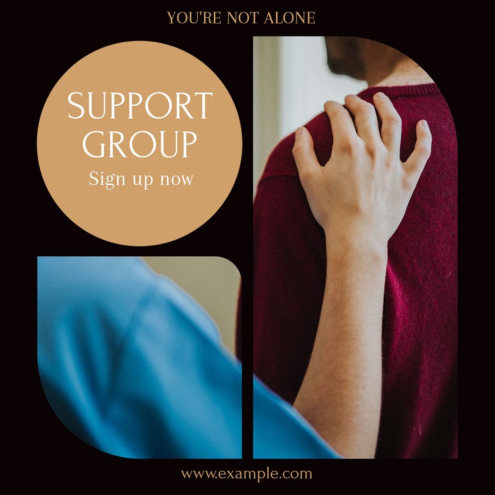 Emotional support group Facebook post template, editable social media ad