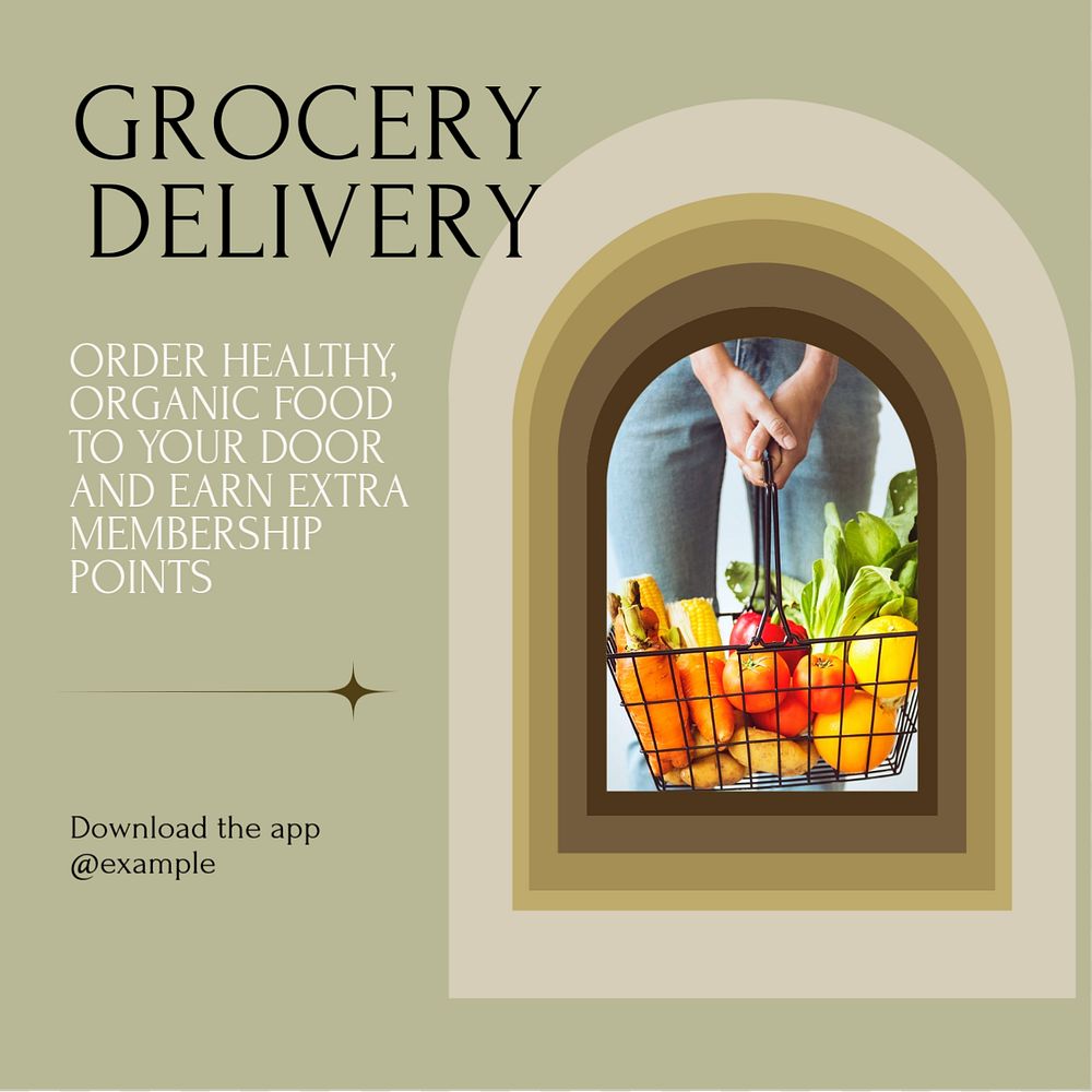 Grocery delivery Facebook post template, editable social media ad