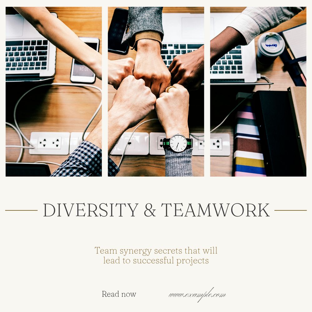 Diversity work teamwork Facebook post template, editable social media ad