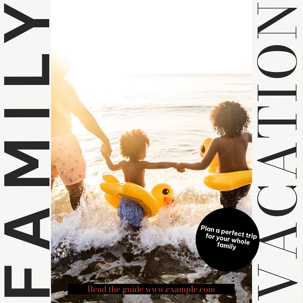 Family vacation Facebook post template, editable social media ad