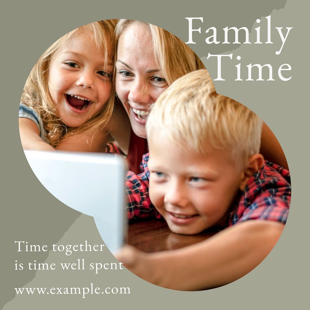 Family time Facebook post template, editable social media ad