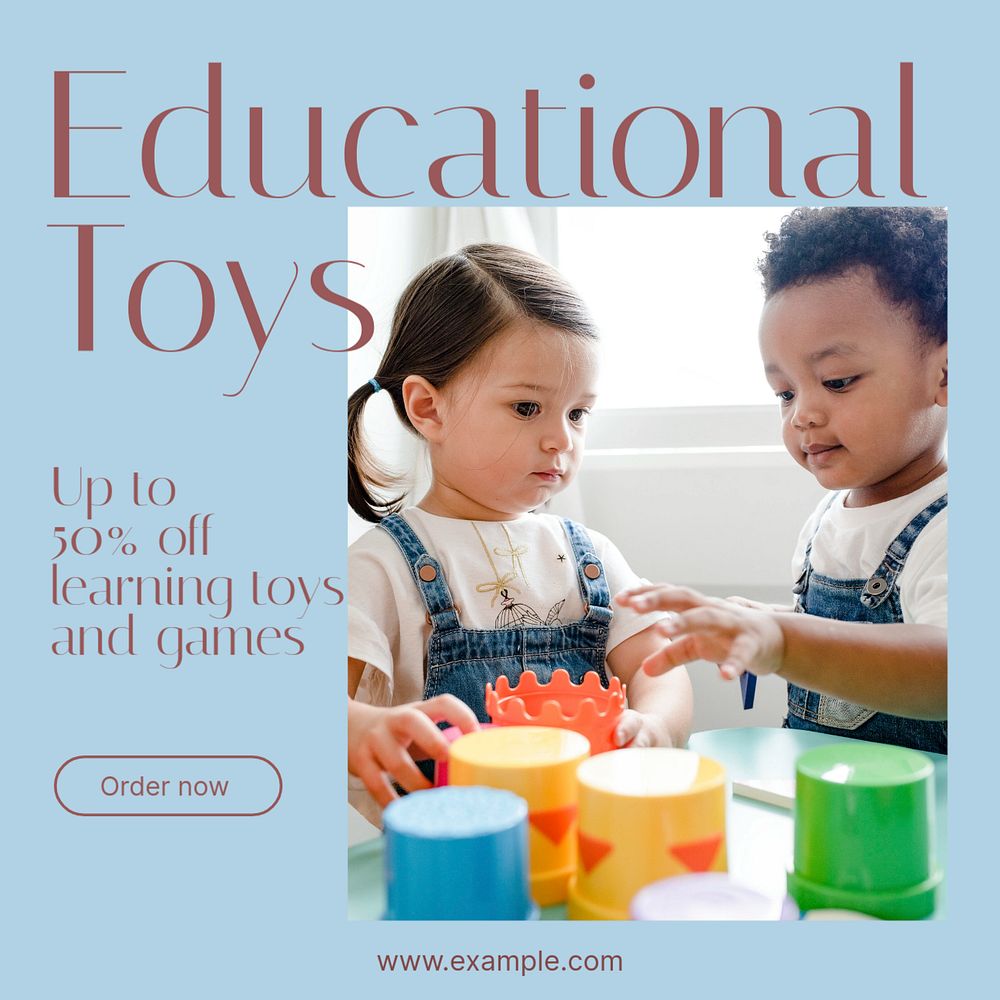 Educational toys Facebook post template, editable social media ad