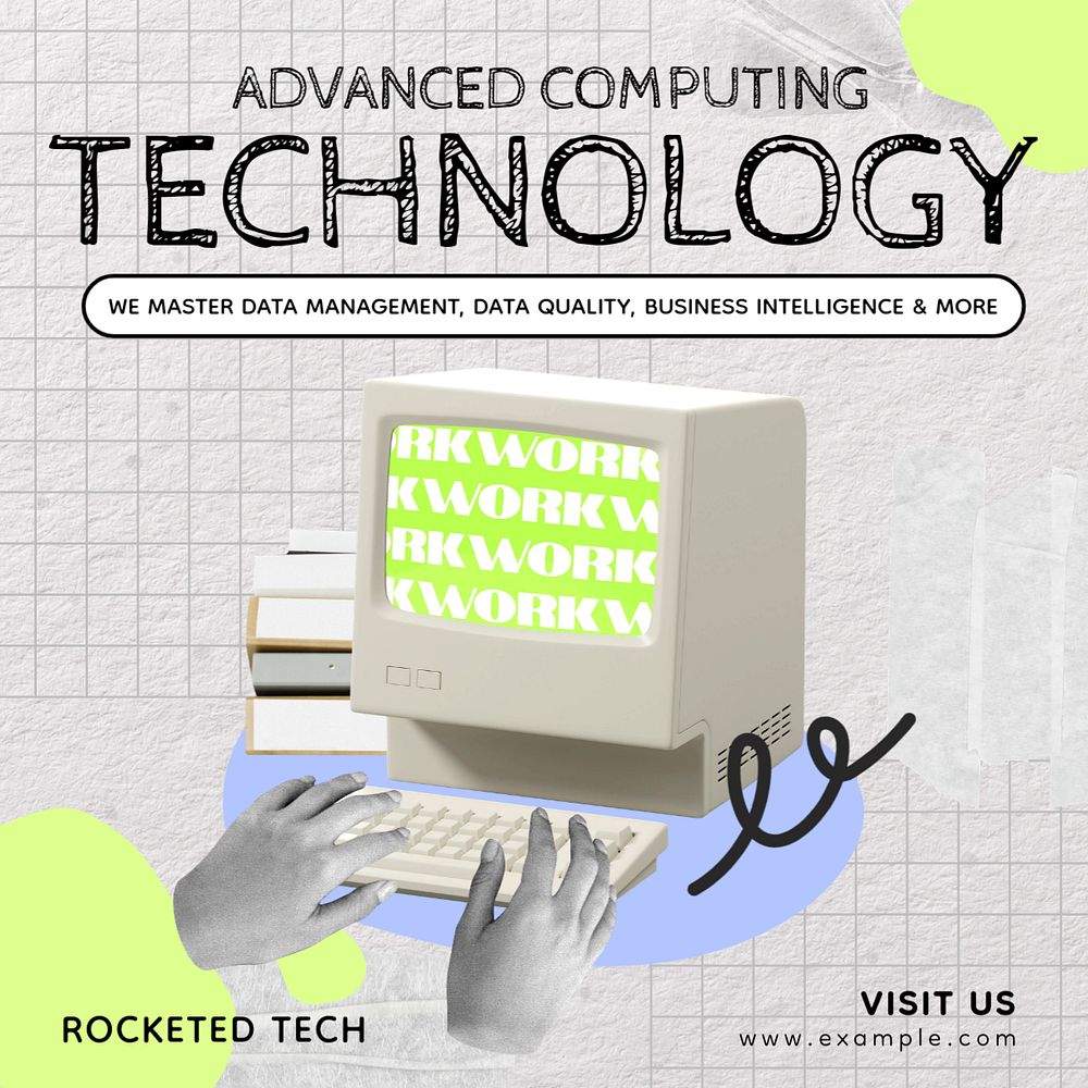 Computer technology Instagram post template, editable design