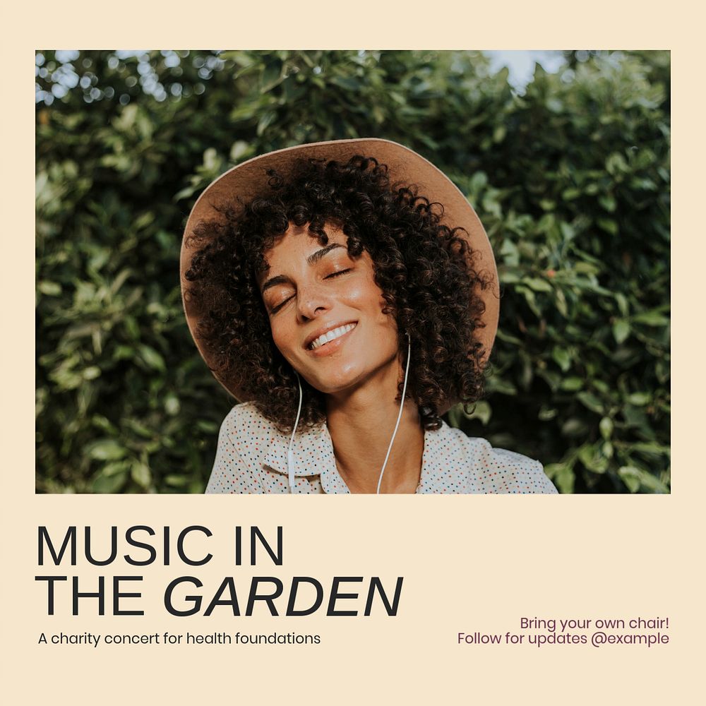 Garden music Facebook post template, editable social media ad