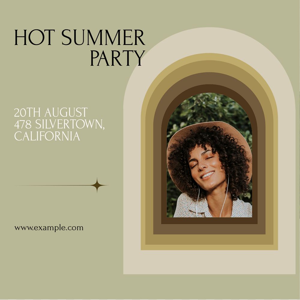 Hot summer party Facebook post template, editable social media ad