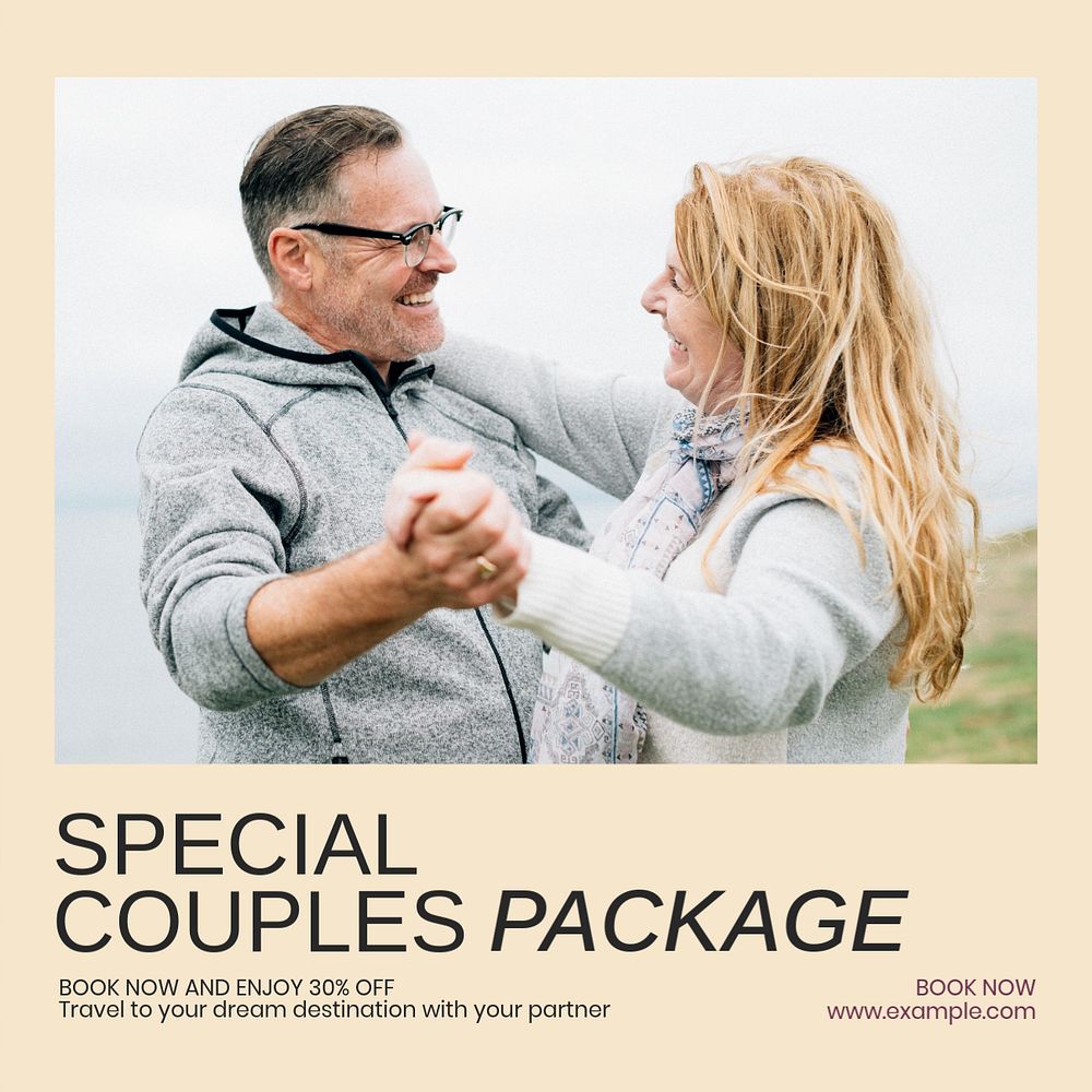 Special couples package Facebook post template, editable social media ad