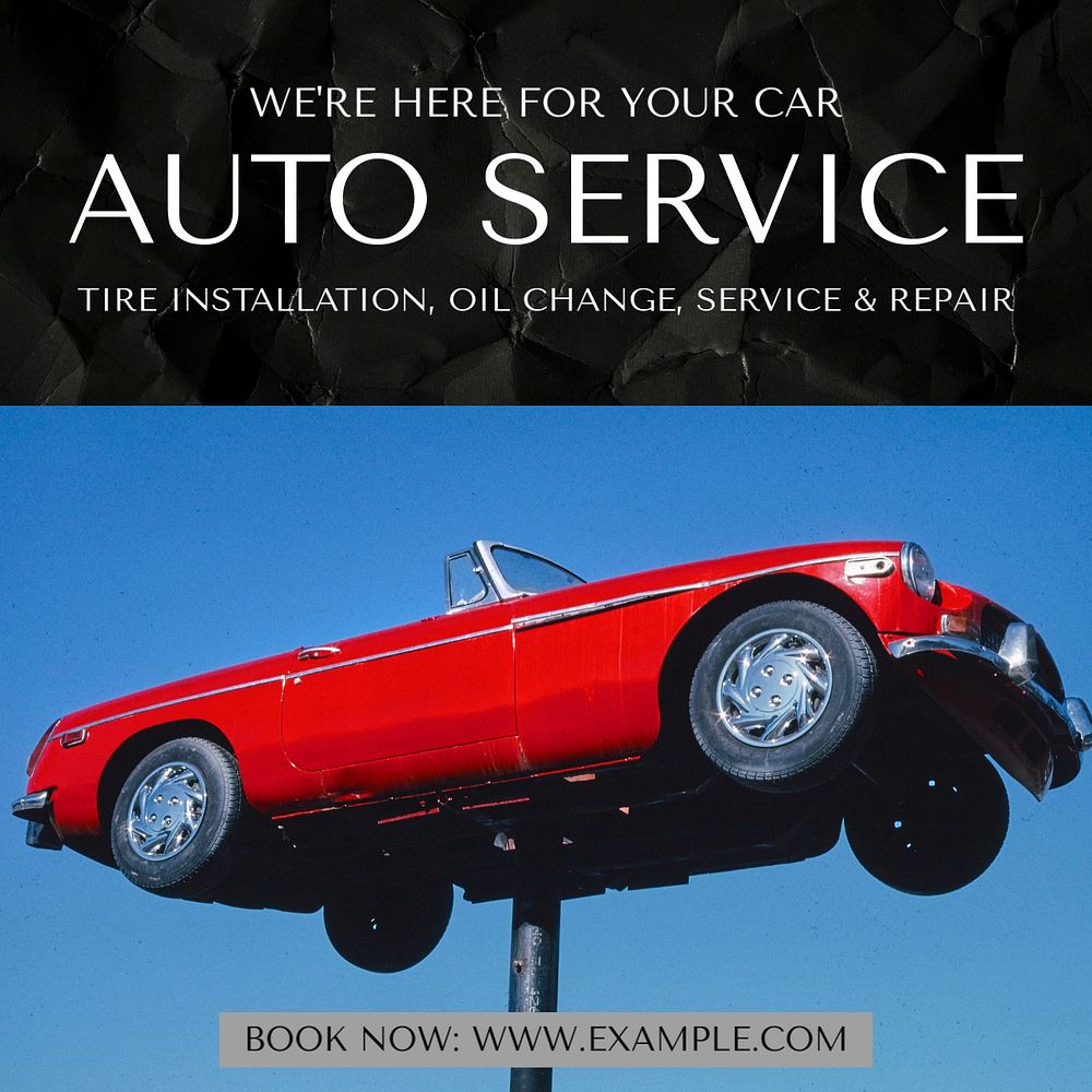 Auto service Facebook post template, editable social media ad