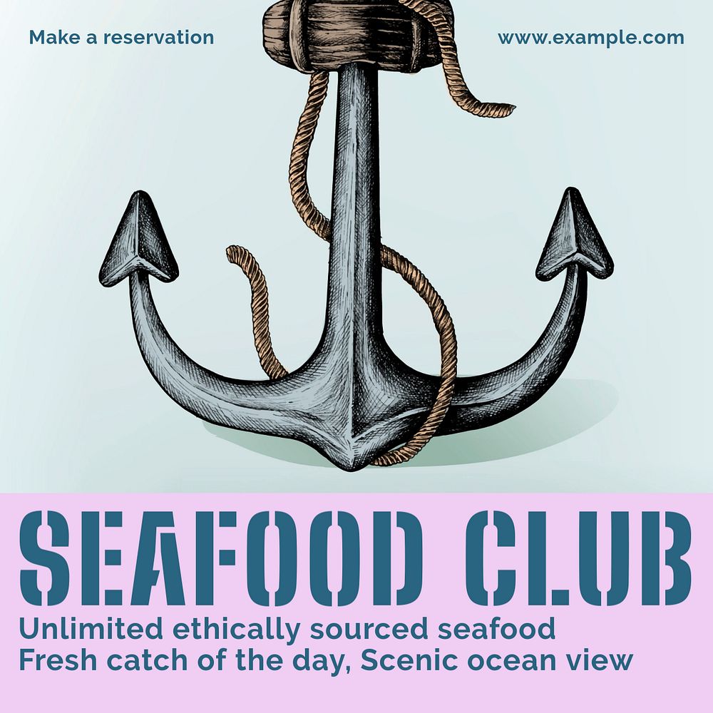 Seafood restaurant Facebook post template, editable social media ad