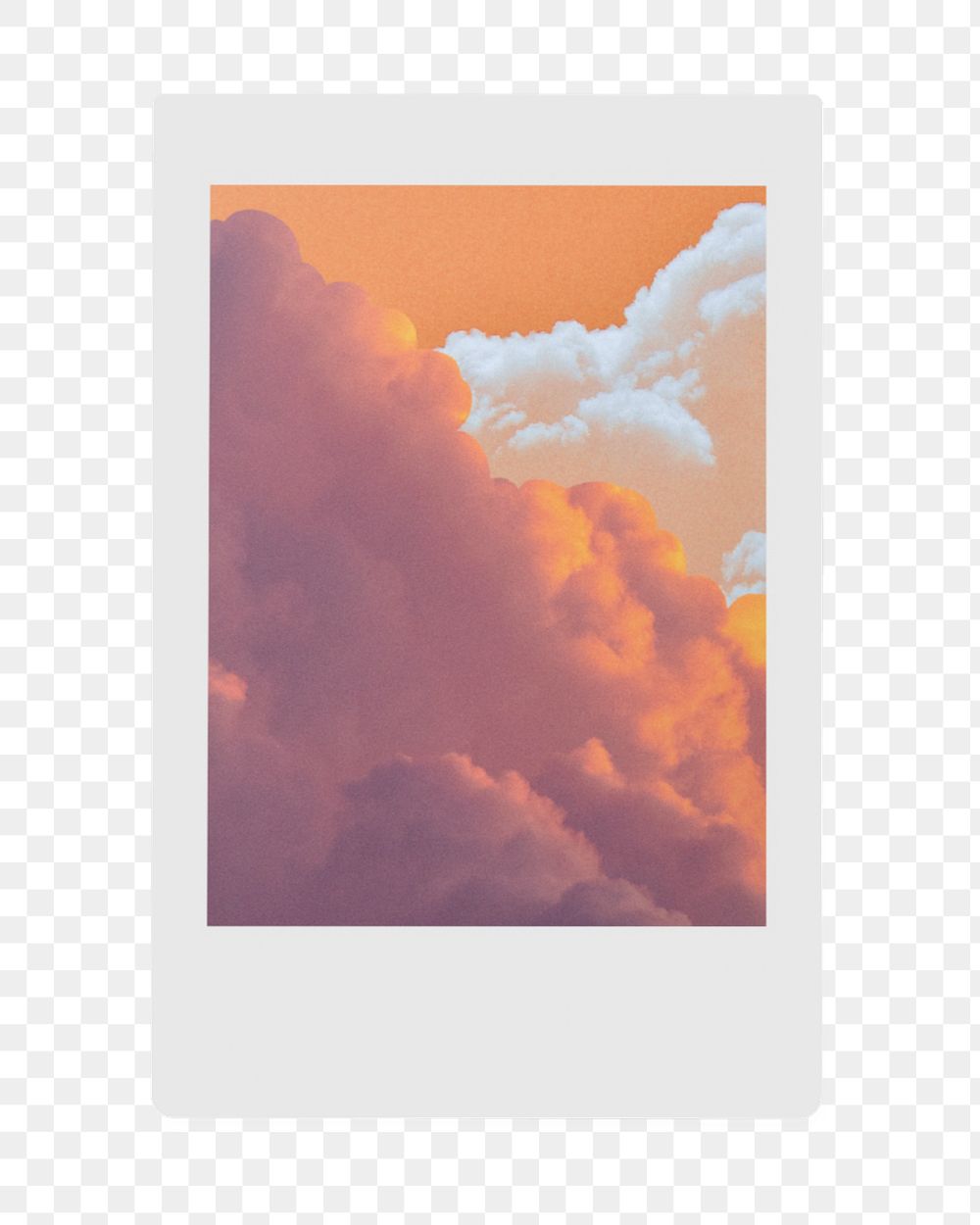 Instant film frame mockup element png, editable cloudy sky design