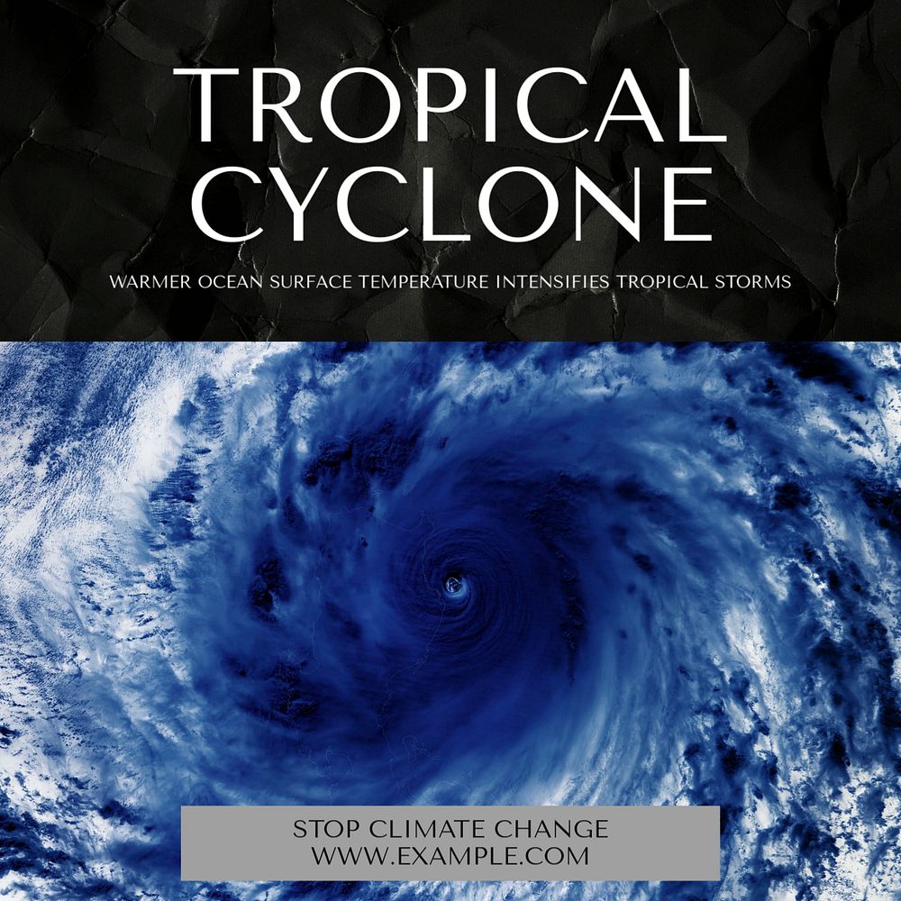 Tropical cyclone Facebook post template, editable social media ad