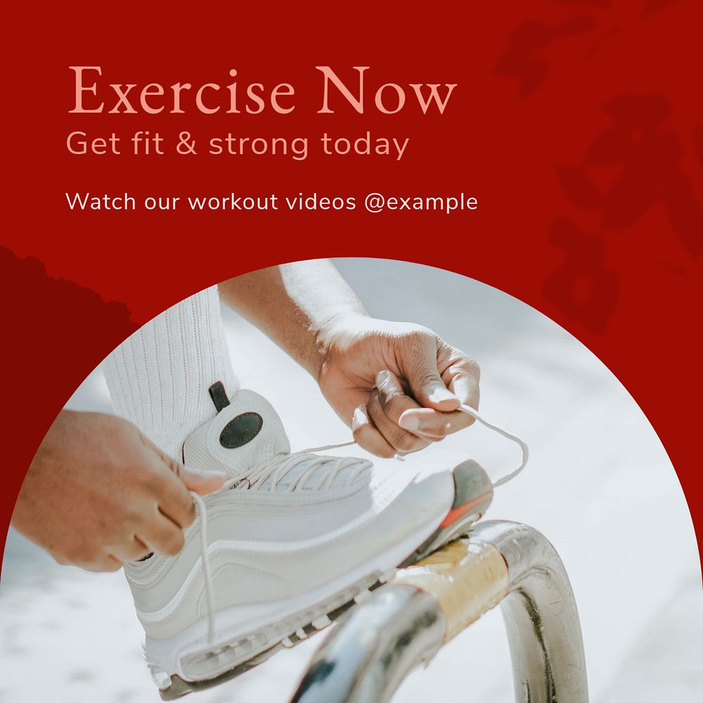 Exercise now Facebook post template, editable social media ad