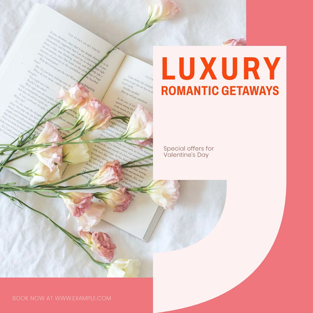 Luxury romantic getaway Facebook post template, editable social media ad