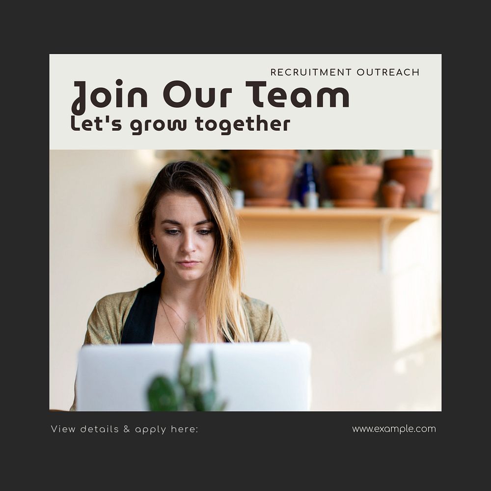 Join our team Facebook post template, editable social media ad