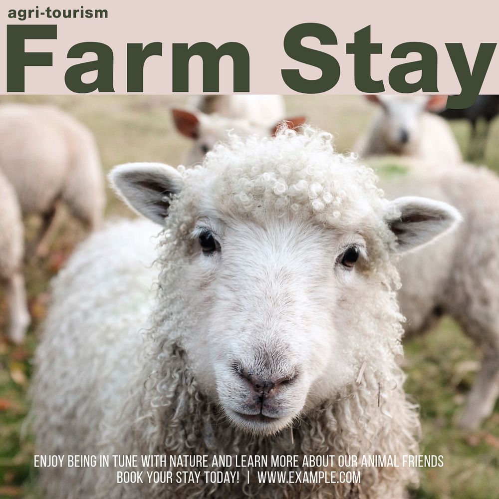 Farm stay Facebook post template, editable social media ad