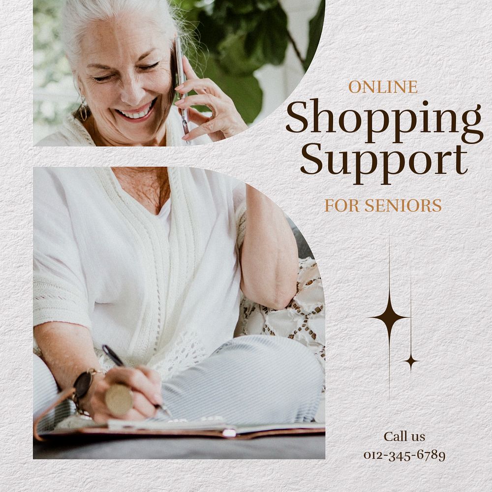 Online shopping support Facebook post template, editable social media ad