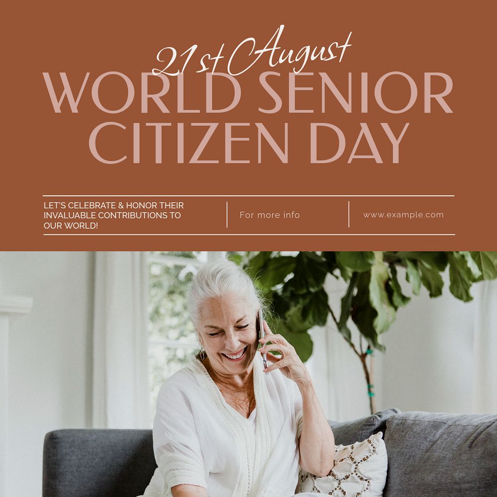 Senior citizen day Facebook post template, editable social media ad