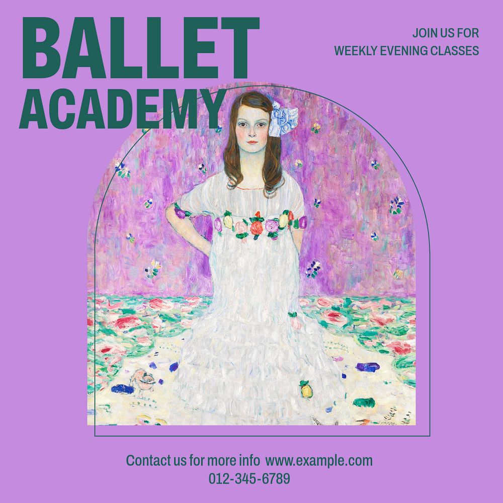 Ballet academy Facebook post template, editable social media ad