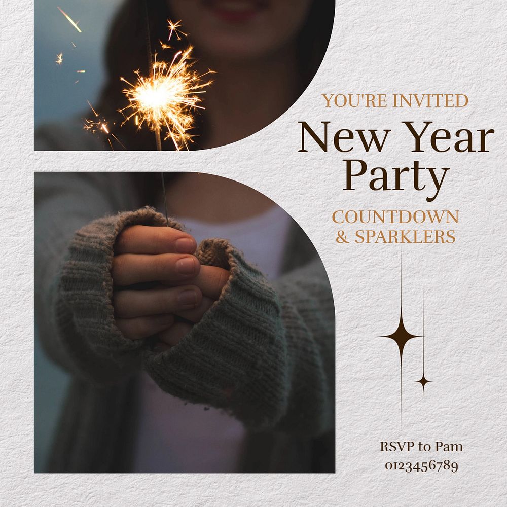 New Year party Facebook post template, editable social media ad