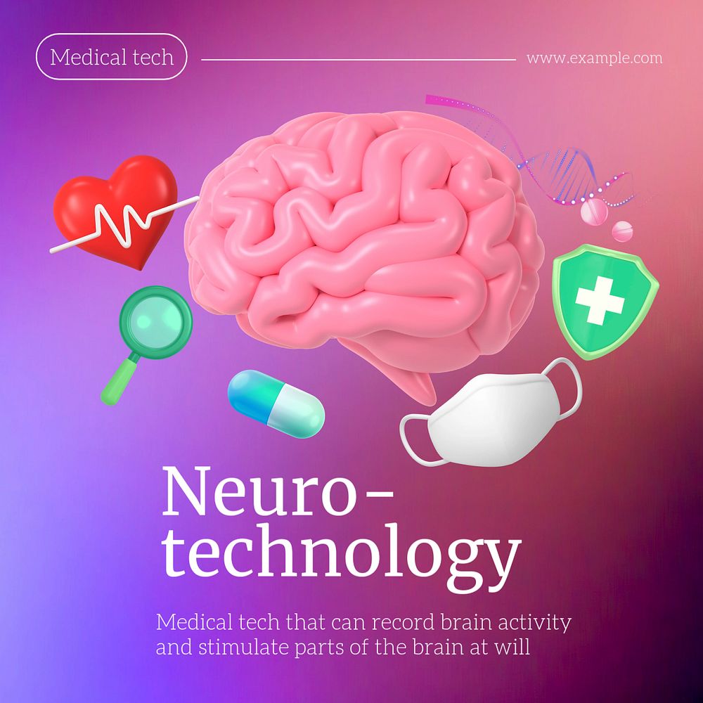 Neurotechnology Facebook post template, editable design