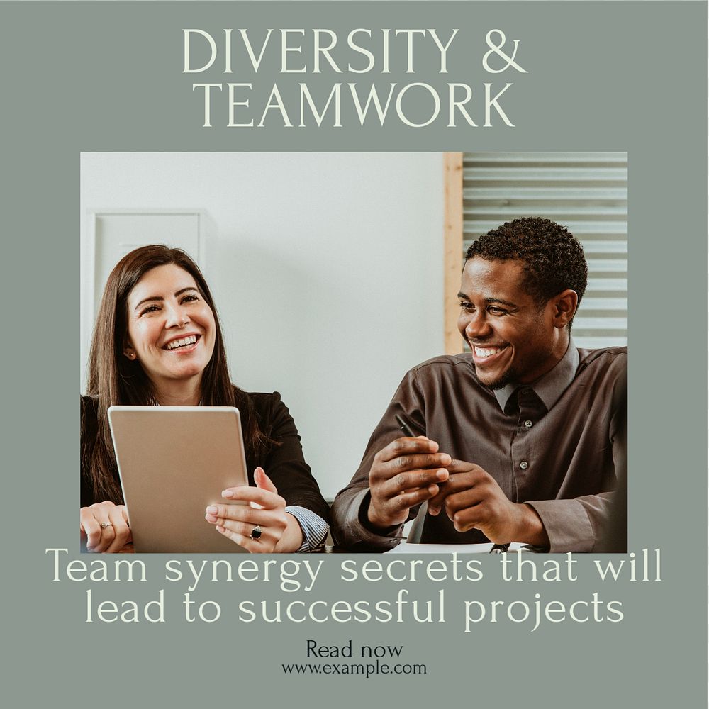 Diversity work teamwork Facebook post template, editable social media ad